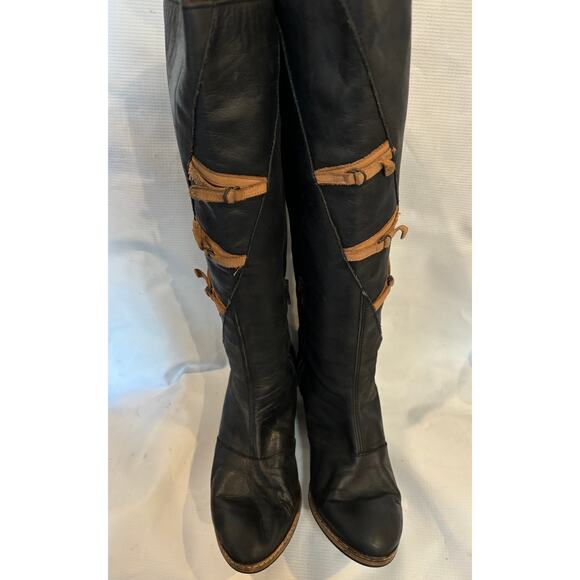 Holding Horses Anthropologie Tall Boots Leather Size 38 Black Made in Spain - Picture 2 of 7